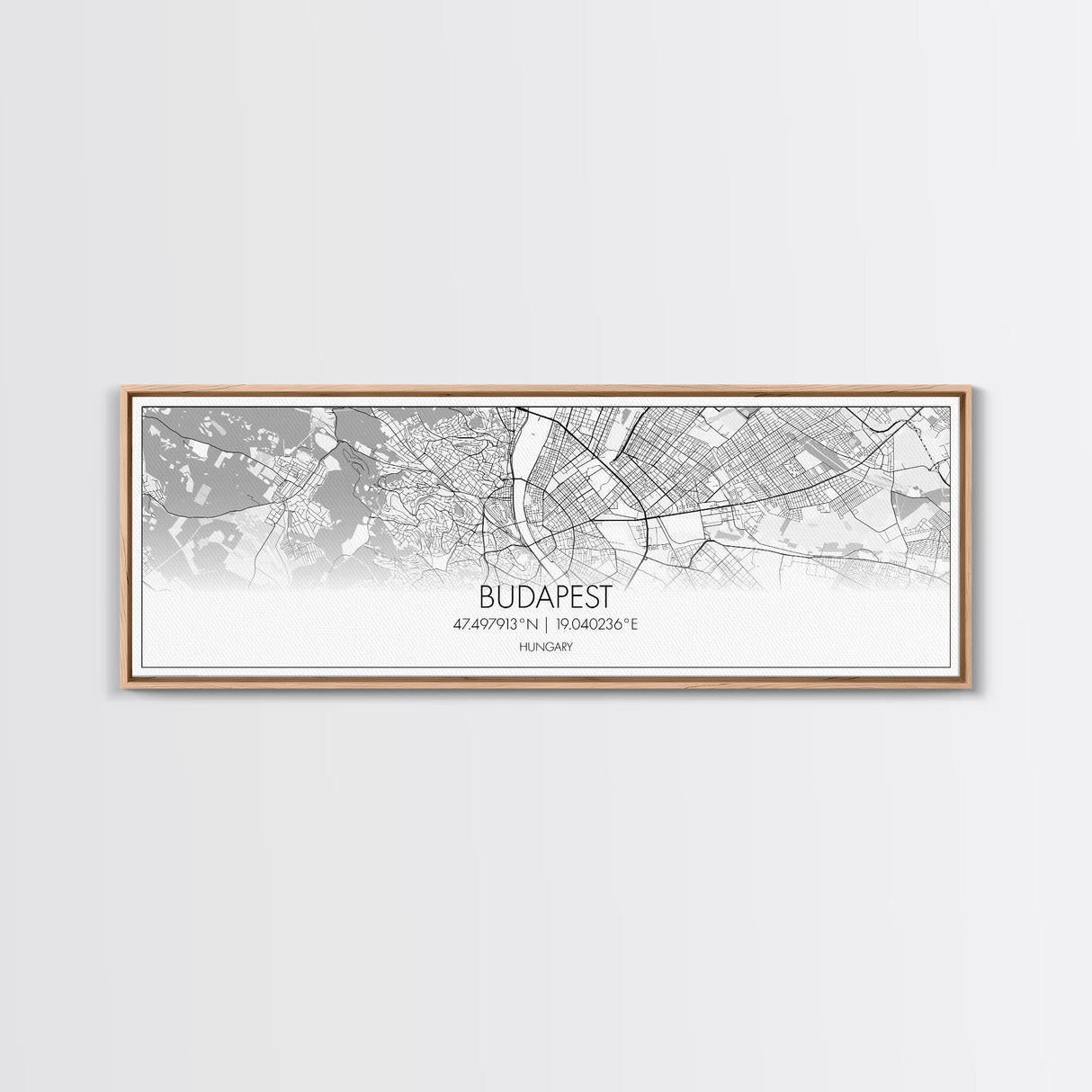 Panoramic Budapest  City Map, Hungary Art, Map Print, Minimalist Wall Art, Canvas Art, Housewarming Gift, Street Map Art, Closing Gift