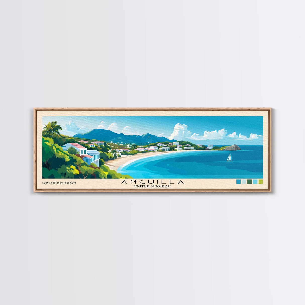 Anguilla, United Kingdom Panoramic Print, Vacation Gift, United Kingdom Wall Art, Vacation Wall Art, Vacatation Memories, Beach Decor, Beach Or Lakehouse Art