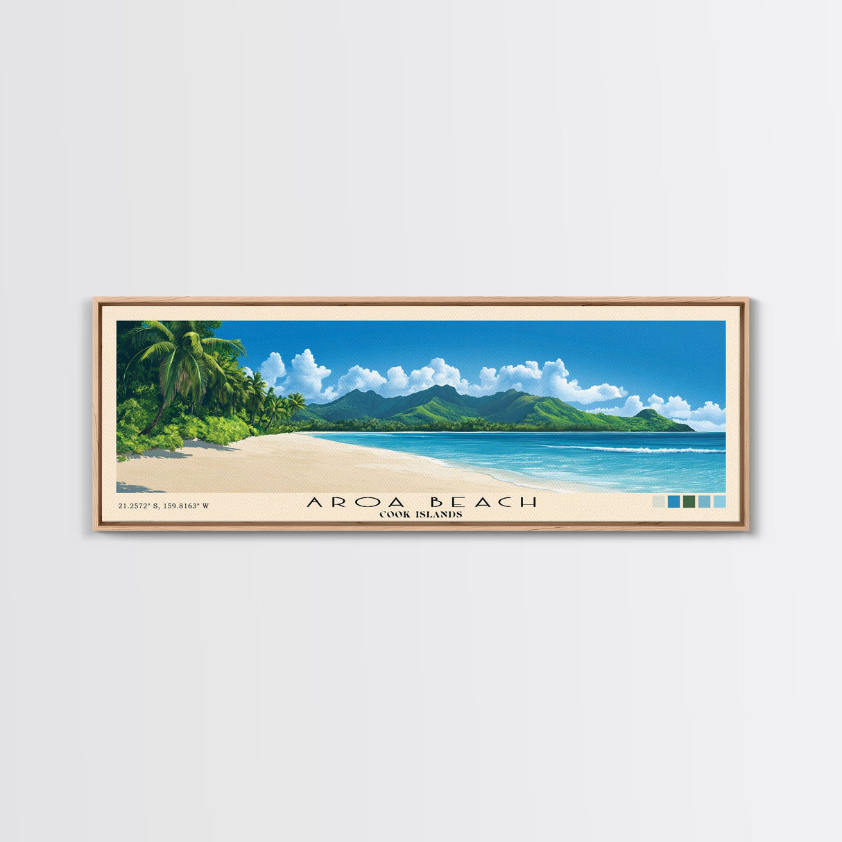 Aroa Beach, Cook Islands Panoramic Beach Print, Vacation Gift, Cook Islands Wall Art, Beach Painting, Beach Decor, Beach Painting