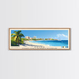 Aruba, autonomous country of the Kingdom of the Netherlands Panoramic Print, Vacation Gift, autonomous country of the Kingdom of the Netherlands Wall Art, Beach Painting, Beach Decor, Large Wall Art, Wood Frame Art