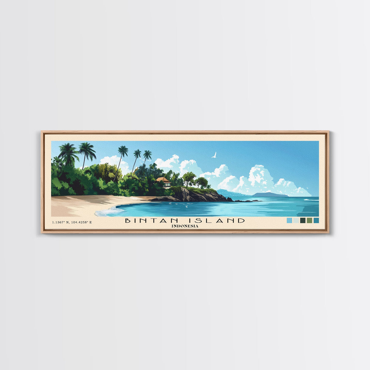 Bintan Island, Indonesia Panoramic Beach Print, Vacation Gift, Indonesia Wall Art, Beach Painting, Beach Decor, Beach Painting