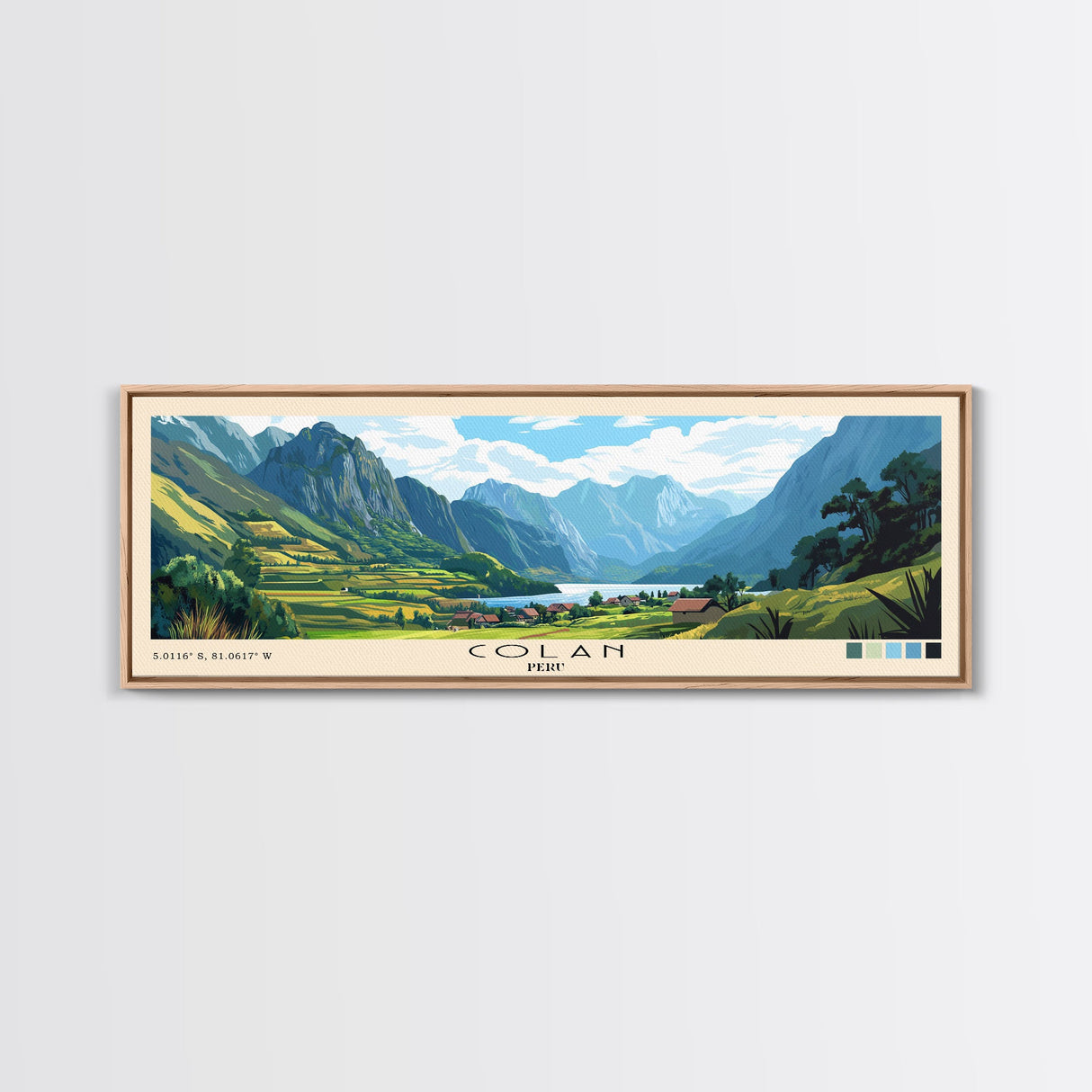 Colan, Peru Panoramic Beach Print, Vacation Gift, Peru Wall Art, Framed Canvas Print, Framed Beach Painting