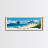 Copacabana, Brazil Panoramic Beach Print, Vacation Gift, Brazil Wall Art, Framed Canvas Print, Framed Beach Painting