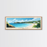 Cove Bay, Anguila Panoramic Beach Print, Vacation Gift, Anguila Wall Art, Framed Canvas Print, Framed Beach Painting