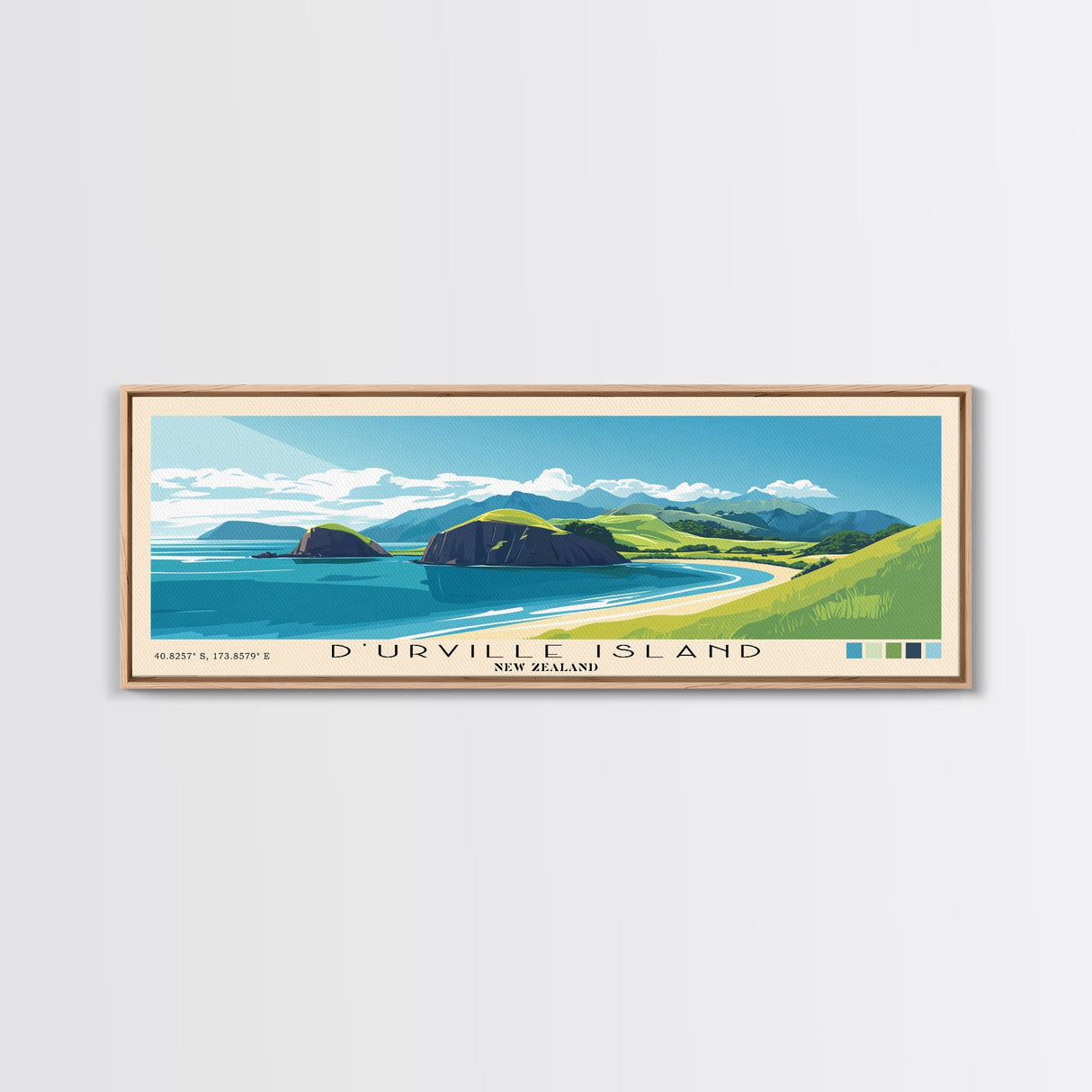 D’Urville Island, New Zealand Panoramic Print, Vacation Gift, New Zealand Wall Art, Beach Painting, Beach Decor, Large Wall Art, Wood Frame Art