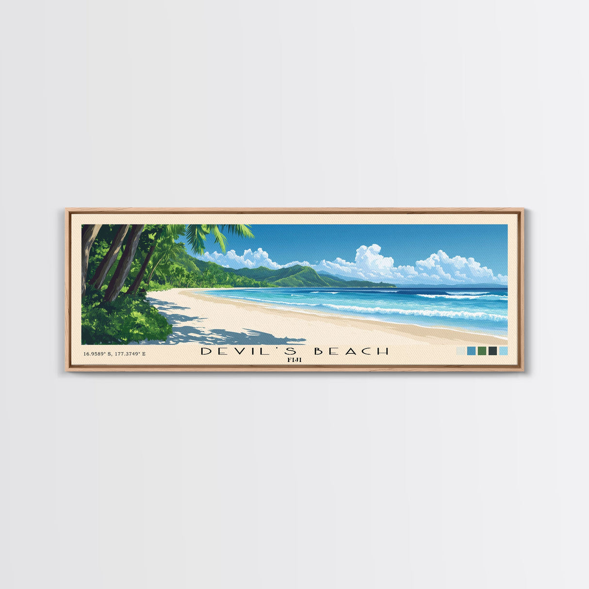 Devil’s Beach, Fiji Panoramic Print, Vacation Gift, Fiji Wall Art, Beach Painting, Beach Decor, Beach Or Lakehouse Art