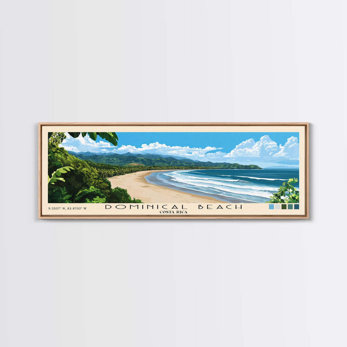 Dominical Beach, Costa Rica Panoramic Print, Vacation Gift, Costa Rica Wall Art, Beach Painting, Beach Decor, Beach Or Lakehouse Art