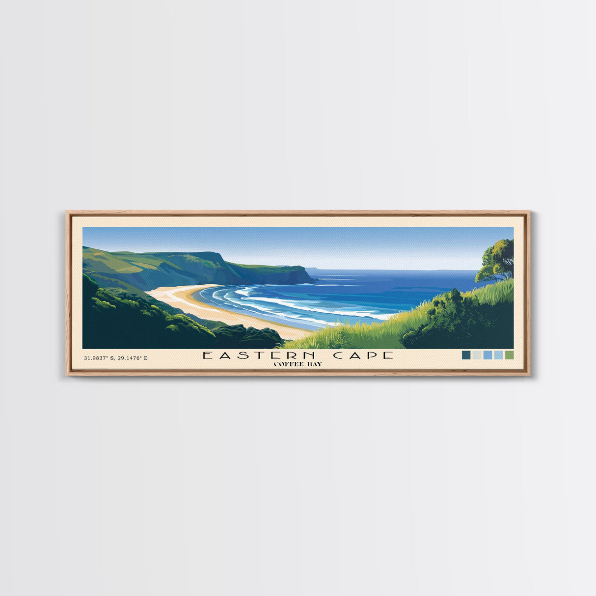 Eastern Cape, Coffee Bay Panoramic Beach Print, Vacation Gift, Coffee Bay Wall Art, Beach Painting, Beach Decor, Beach Painting