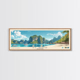 El Nido, Philippines Panoramic Print, Vacation Gift, Philippines Wall Art, Beach Painting, Beach Decor, Large Wall Art, Wood Frame Art