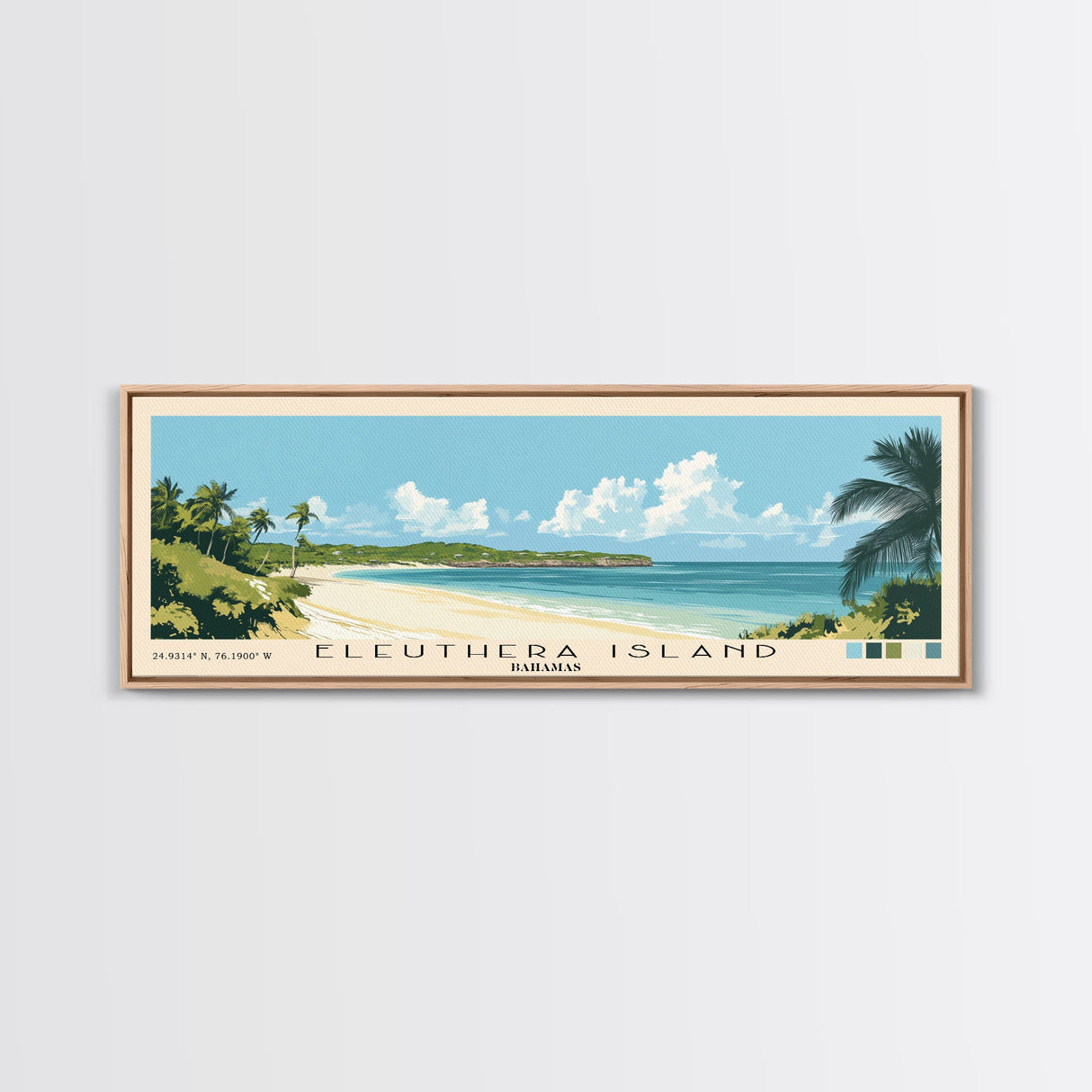 Eleuthera Island, Bahamas Panoramic Beach Print, Vacation Gift, Bahamas Wall Art, Beach Painting, Beach Decor, Beach Painting