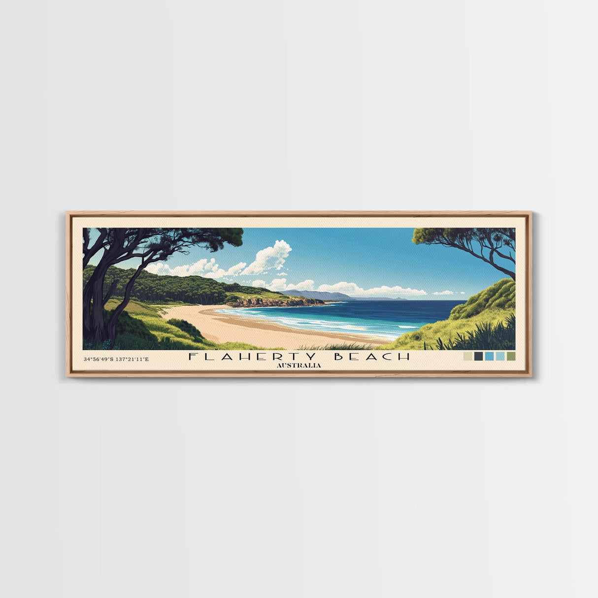 Flaherty Beach, Australia Panoramic Beach Print, Vacation Gift, Australia Wall Art, Beach Painting, Beach Decor, Beach Painting