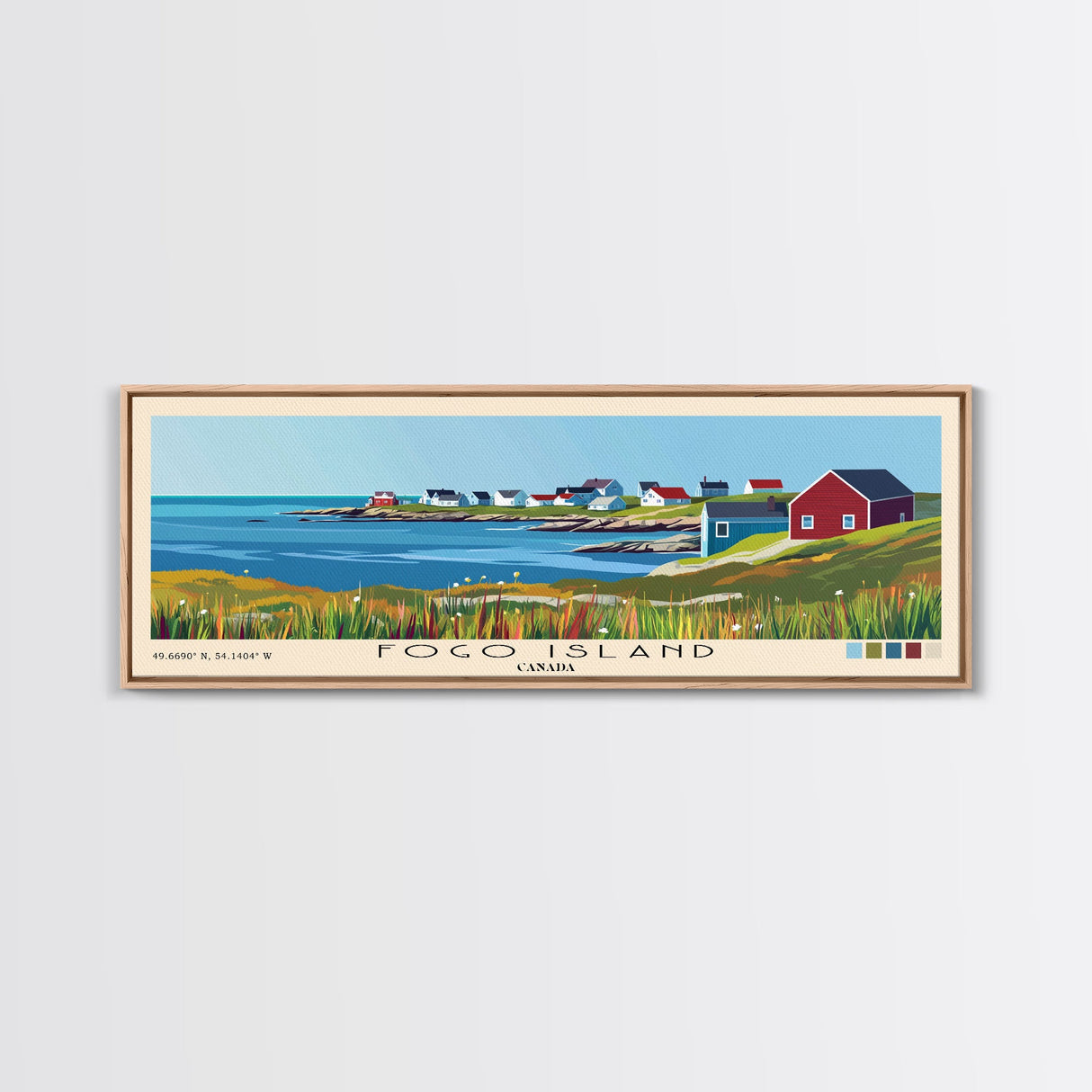 Fogo Island, Canada Panoramic Beach Print, Vacation Gift, Canada Wall Art, Framed Canvas Print, Framed Beach Painting