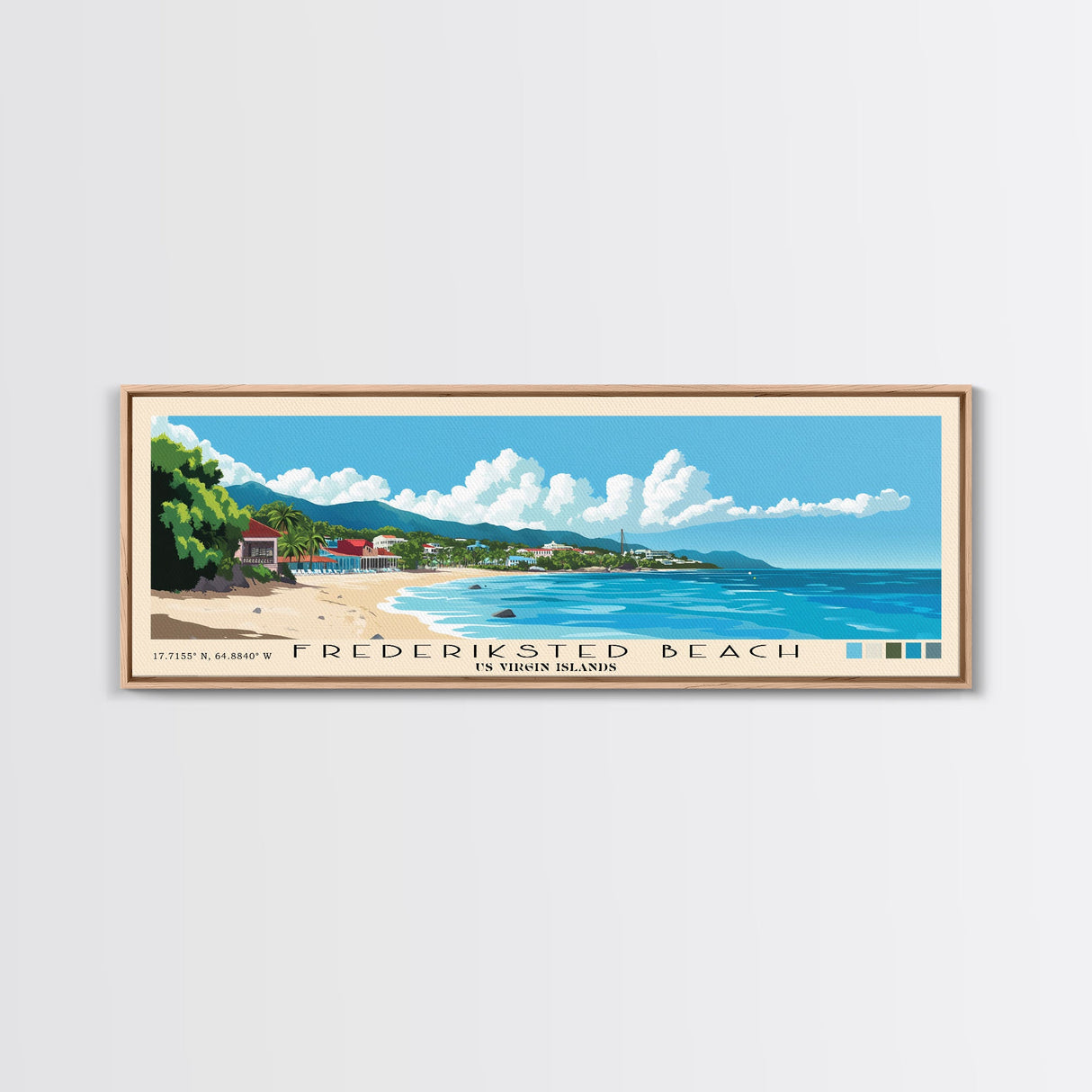 Frederiksted Beach, US Virgin islands Panoramic Print, Vacation Gift, US Virgin islands Wall Art, Beach Painting, Beach Decor, Beach Or Lakehouse Art