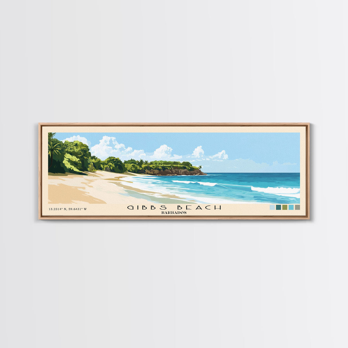 Gibbs Beach, Barbados Panoramic Beach Print, Vacation Gift, Barbados Wall Art, Beach Painting, Beach Decor, Beach Painting