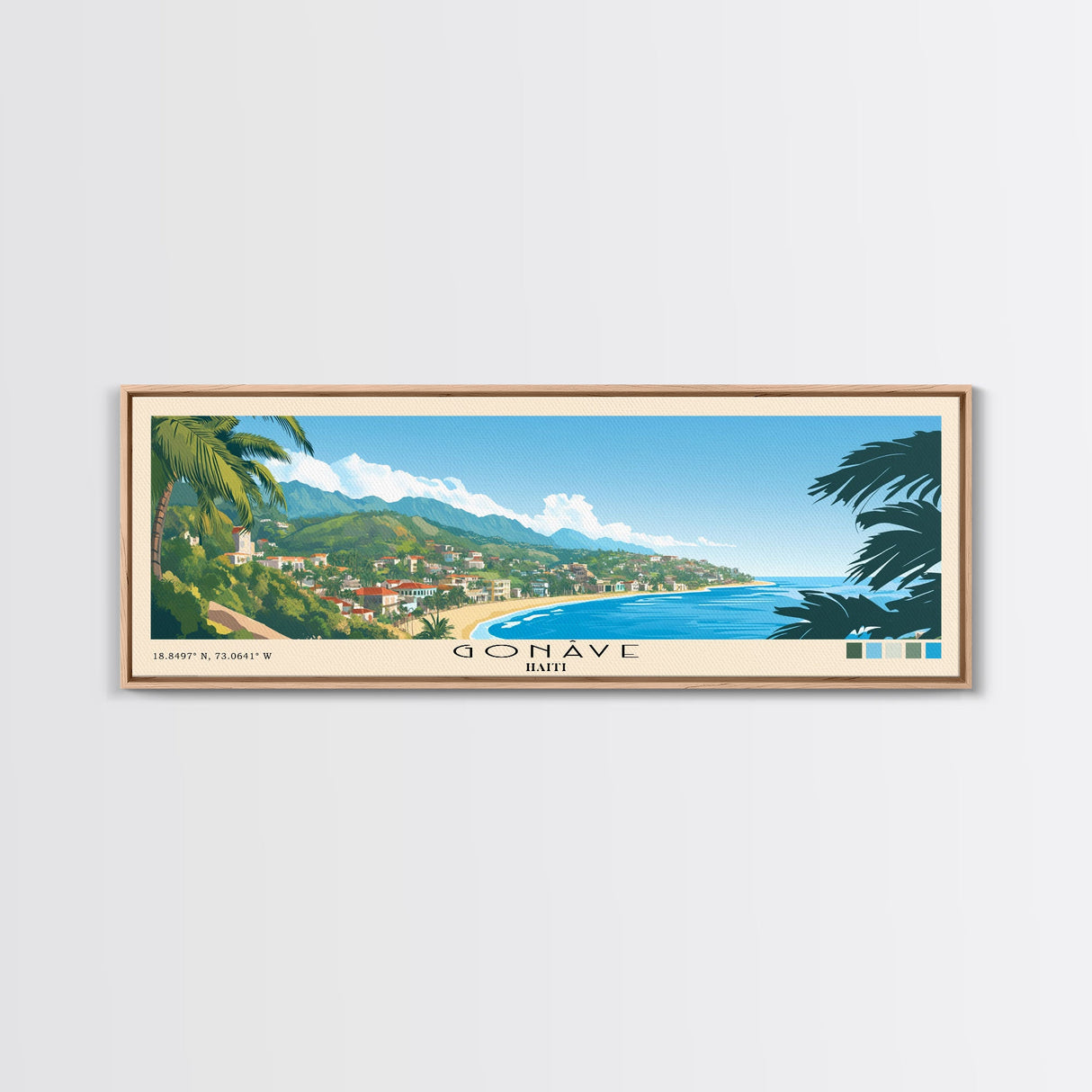 Gonâve, Haiti Panoramic Beach Print, Vacation Gift, Haiti Wall Art, Framed Canvas Print, Framed Beach Painting