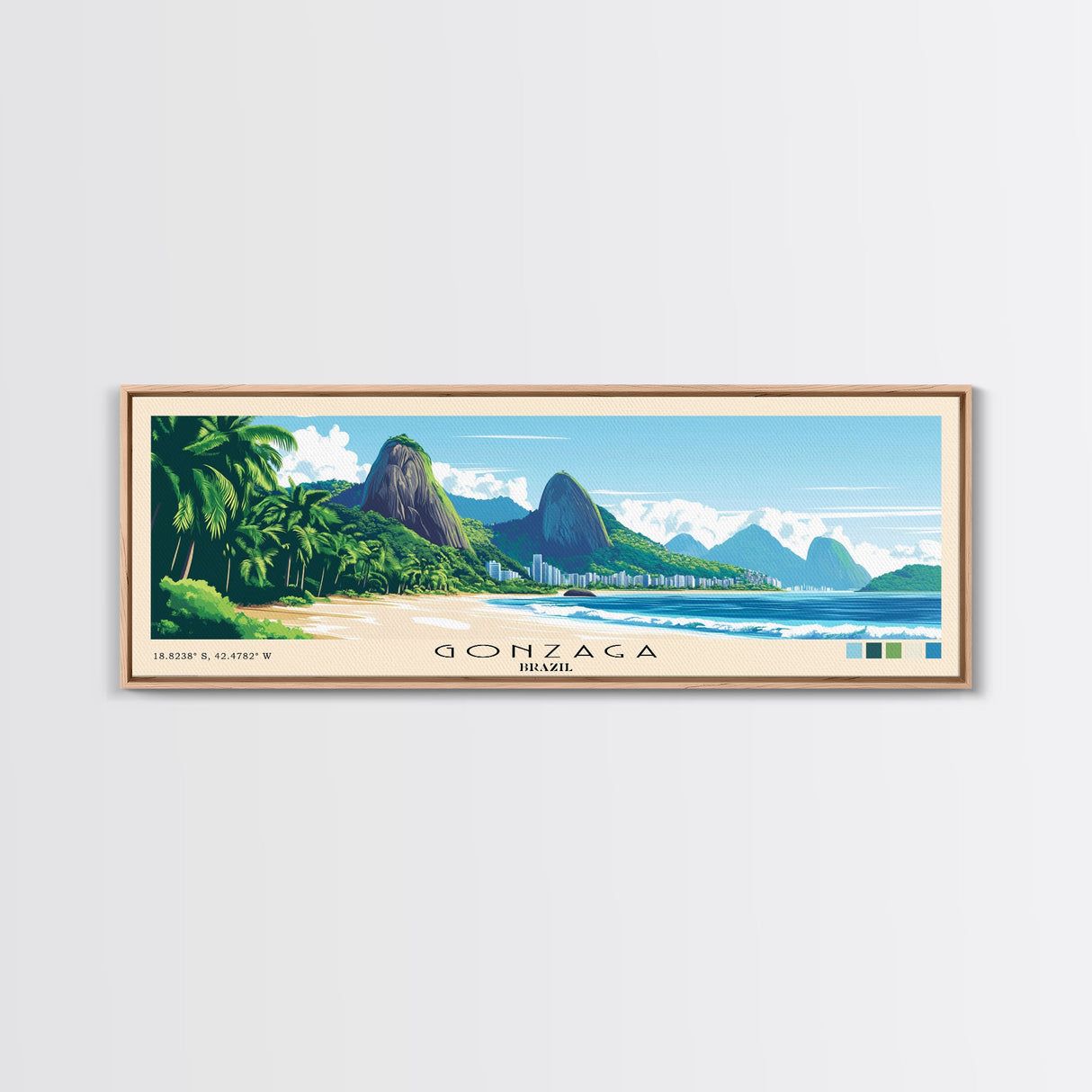 Gonzaga, Brazil Panoramic Print, Vacation Gift, Brazil Wall Art, Beach Painting, Beach Decor, Beach Or Lakehouse Art