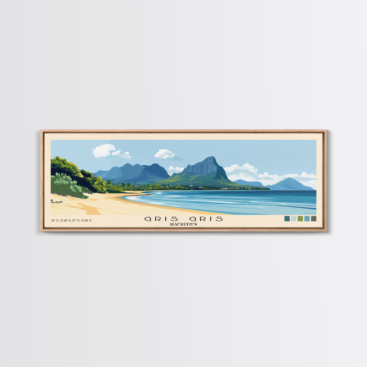 Gris Gris, Mauritius Panoramic Print, Vacation Gift, Mauritius Wall Art, Beach Painting, Beach Decor, Beach Or Lakehouse Art