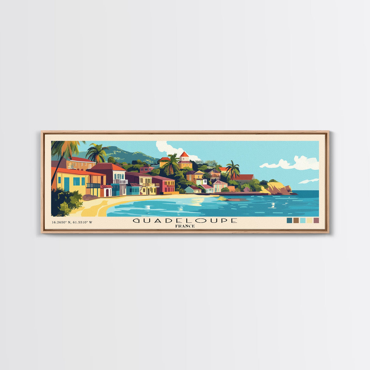 Guadeloupe, France Panoramic Beach Print, Vacation Gift, France Wall Art, Framed Canvas Print, Framed Beach Painting