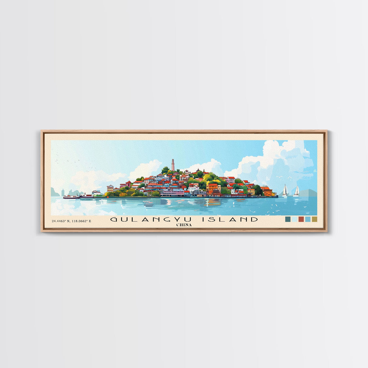 Gulangyu Island, China Panoramic Print, Vacation Gift, China Wall Art, Beach Painting, Beach Decor, Beach Or Lakehouse Art