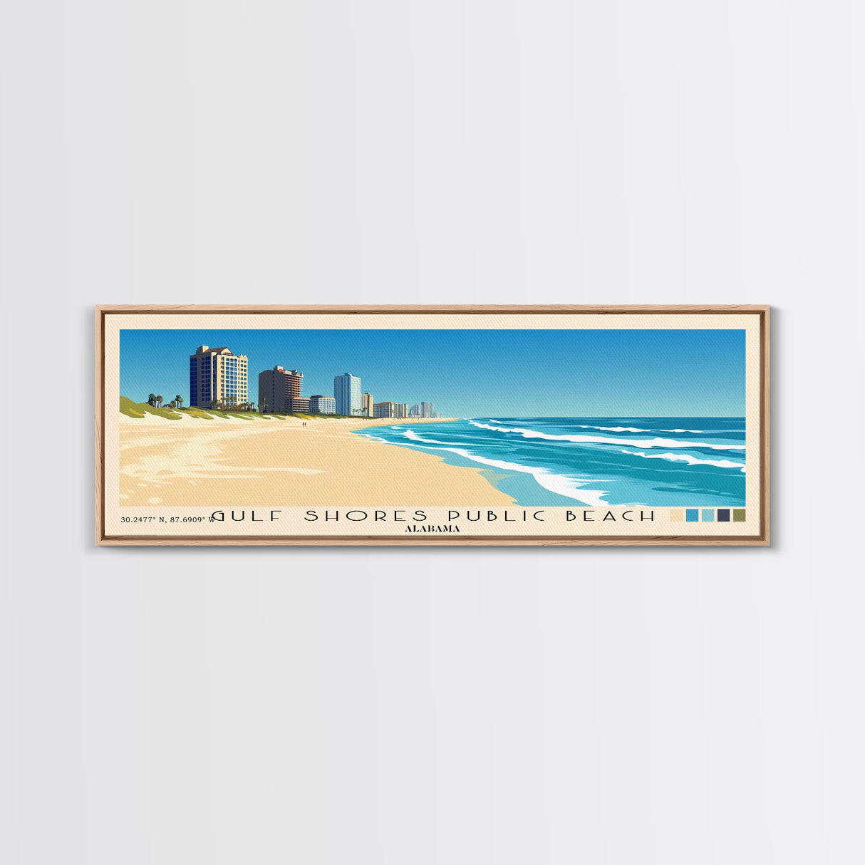 Gulf Shores Public Beach, Alabama Panoramic Beach Print, Vacation Gift, Alabama Wall Art, Beach Painting, Beach Decor, Beach Painting