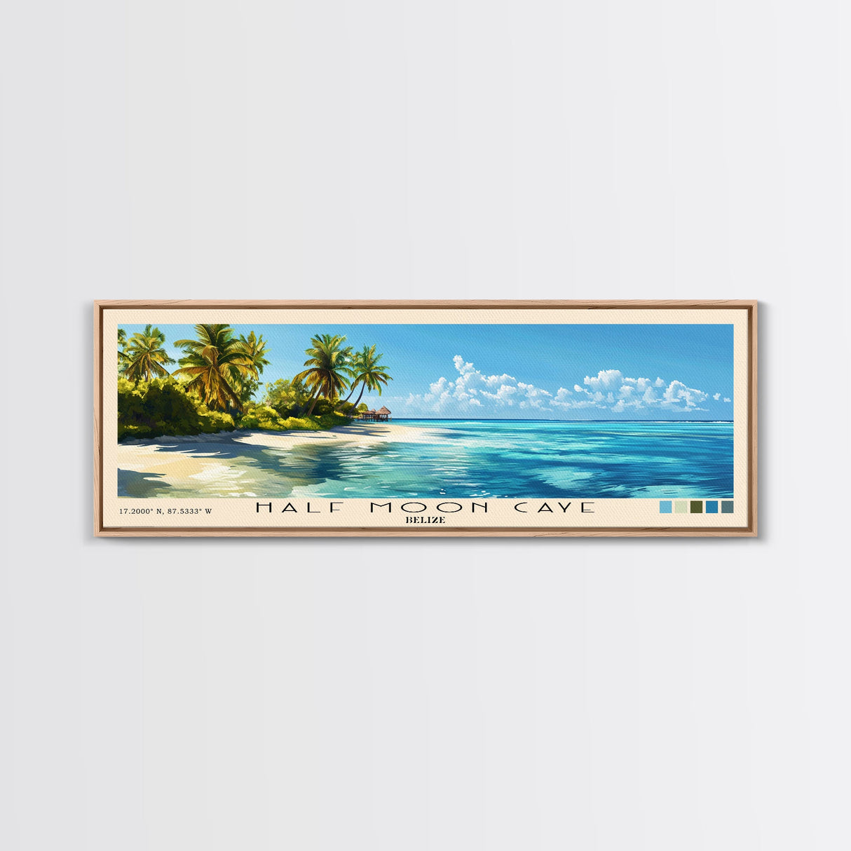 Half Moon Caye, Belize Panoramic Print, Vacation Gift, Belize Wall Art, Beach Painting, Beach Decor, Beach Or Lakehouse Art