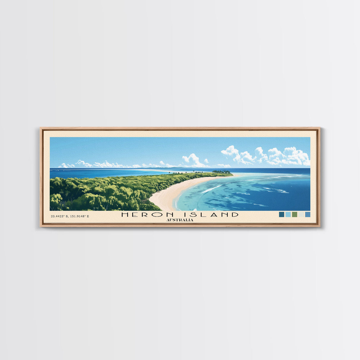 Heron Island, Australia Panoramic Print, Vacation Gift, Australia Wall Art, Beach Painting, Beach Decor, Beach Or Lakehouse Art