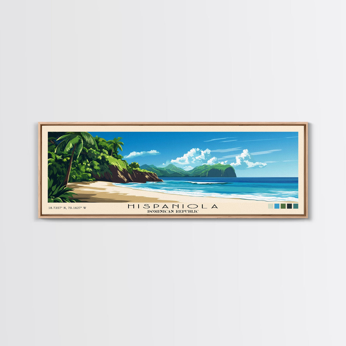 Hispaniola, Dominican Republic Panoramic Print, Vacation Gift, Dominican Republic Wall Art, Beach Painting, Beach Decor, Beach Or Lakehouse Art