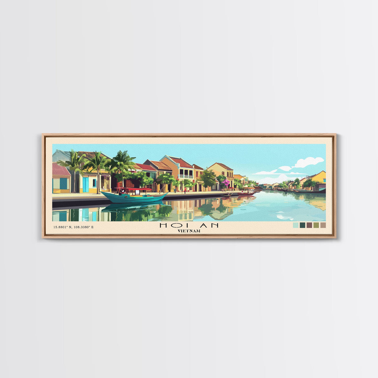 Hoi An, Vietnam Panoramic Beach Print, Vacation Gift, Vietnam Wall Art, Framed Canvas Print, Framed Beach Painting