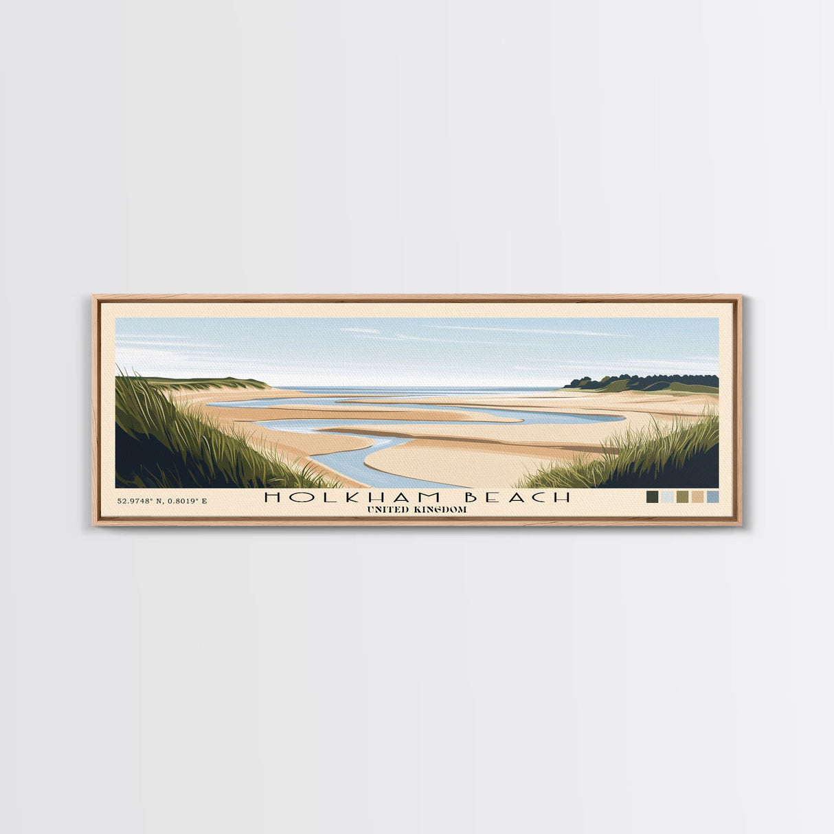 Holkham Beach, United Kingdom Panoramic Print, Vacation Gift, United Kingdom Wall Art, Beach Painting, Beach Decor, Beach Or Lakehouse Art