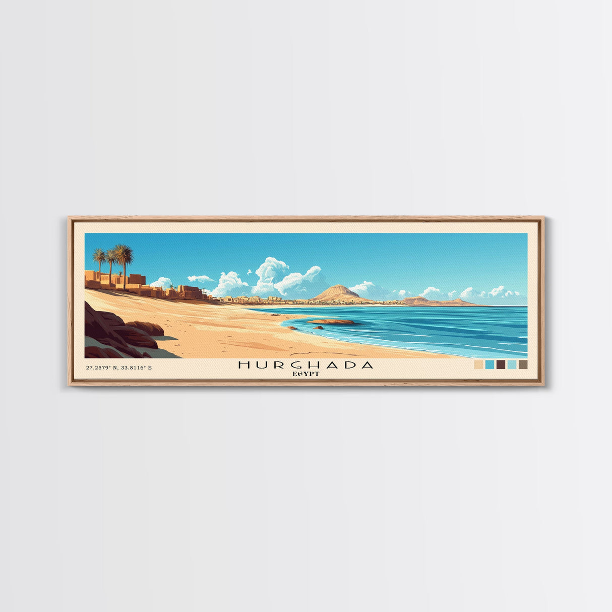 Hurghada, Egypt Panoramic Print, Vacation Gift, Egypt Wall Art, Beach Painting, Beach Decor, Beach Or Lakehouse Art