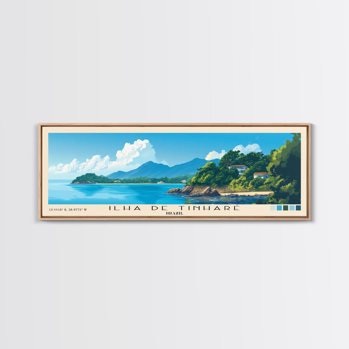 Ilha de Tinharé, Brazil Panoramic Beach Print, Vacation Gift, Brazil Wall Art, Framed Canvas Print, Framed Beach Painting