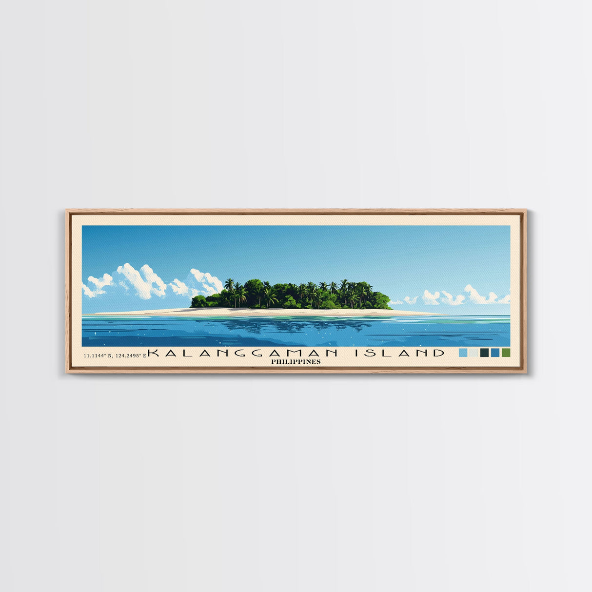 Kalanggaman Island, Philippines Panoramic Beach Print, Vacation Gift, Philippines Wall Art, Framed Canvas Print, Framed Beach Painting