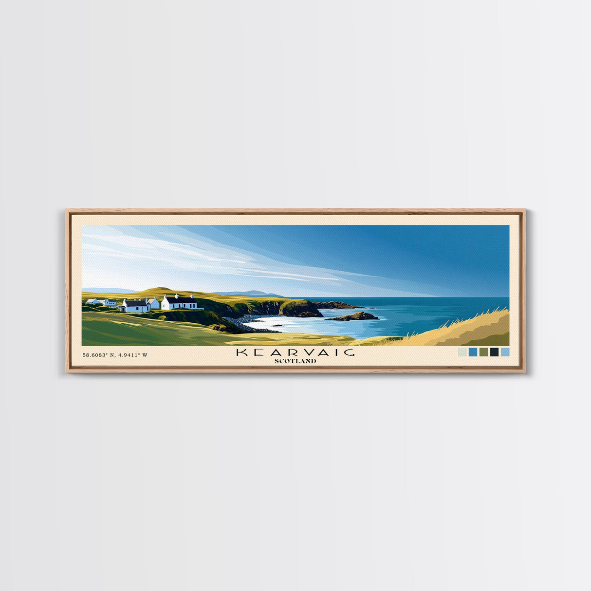 Kearvaig, Scotland Panoramic Beach Print, Vacation Gift, Scotland Wall Art, Beach Painting, Beach Decor, Beach Painting