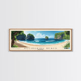 Kelingking Beach, Indonesia Panoramic Beach Print, Vacation Gift, Indonesia Wall Art, Framed Canvas Print, Framed Beach Painting