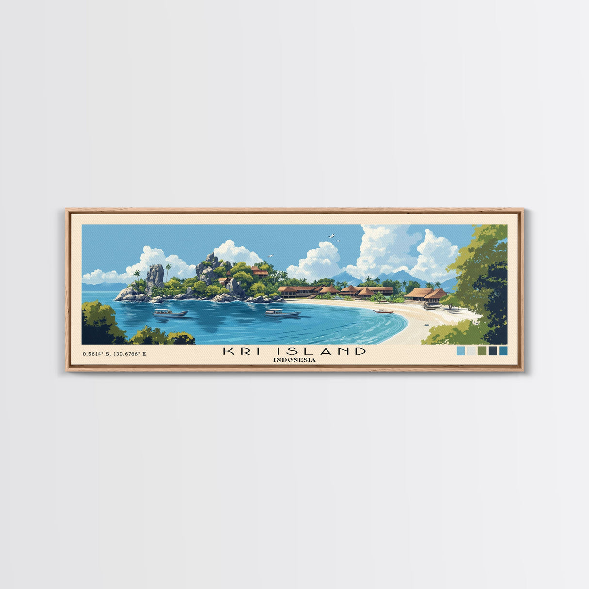 Kri Island, Indonesia Panoramic Print, Vacation Gift, Indonesia Wall Art, Beach Painting, Beach Decor, Beach Or Lakehouse Art