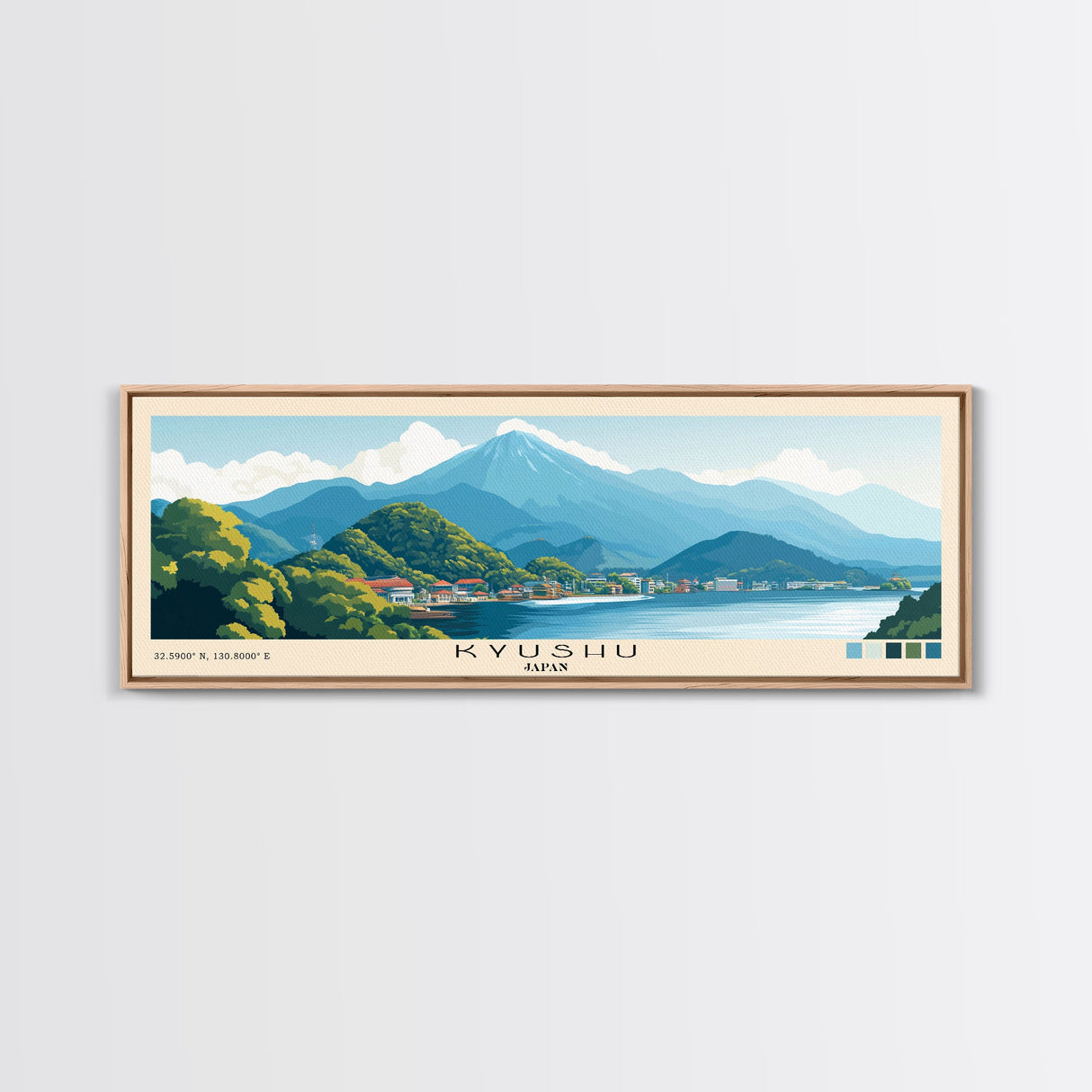 Kyushu, Japan Panoramic Print, Vacation Gift, Japan Wall Art, Beach Painting, Beach Decor, Large Wall Art, Wood Frame Art