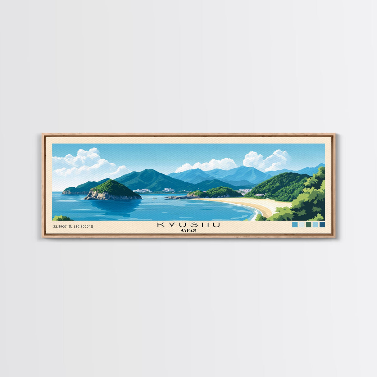 Kyushu, Japan Panoramic Beach Print, Vacation Gift, Japan Wall Art, Framed Canvas Print, Framed Beach Painting