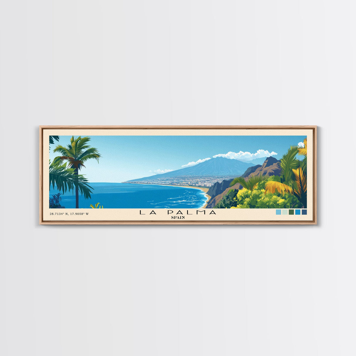 La Palma, Spain Panoramic Beach Print, Vacation Gift, Spain Wall Art, Beach Painting, Beach Decor, Beach Painting