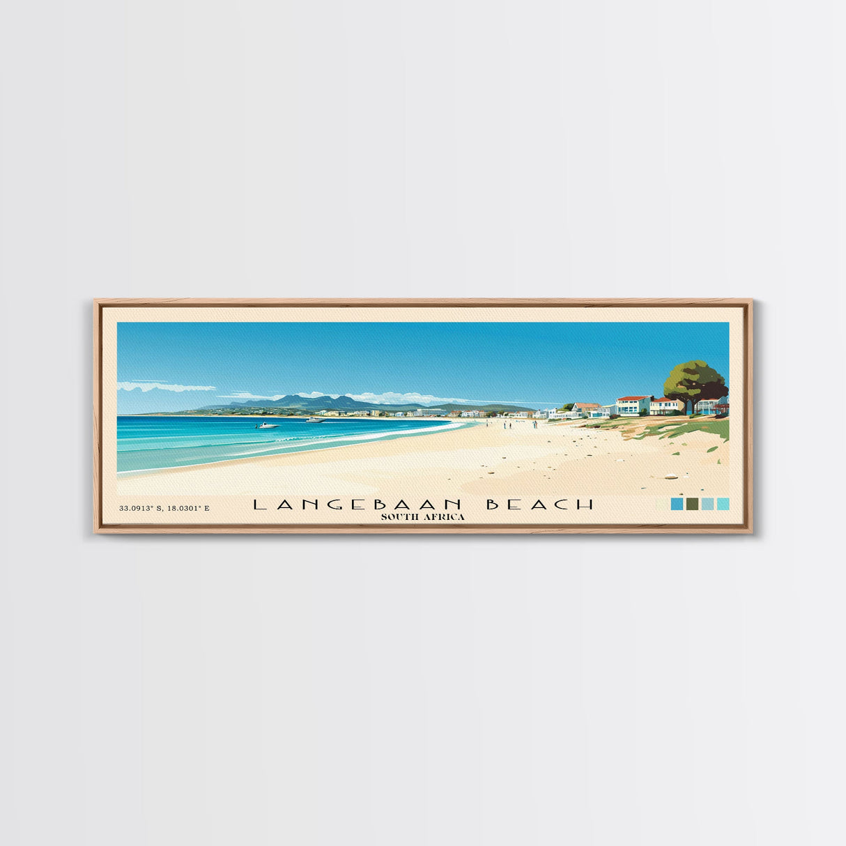 Langebaan Beach, South Africa Panoramic Beach Print, Vacation Gift, South Africa Wall Art, Beach Painting, Beach Decor, Beach Painting