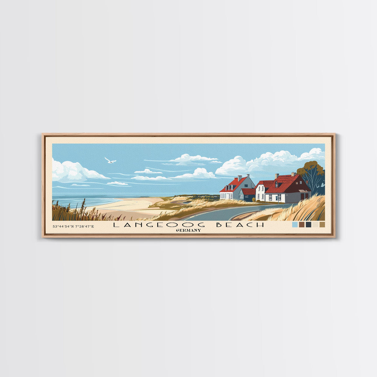 Langeoog Beach, Germany Panoramic Print, Vacation Gift, Germany Wall Art, Beach Painting, Beach Decor, Beach Or Lakehouse Art