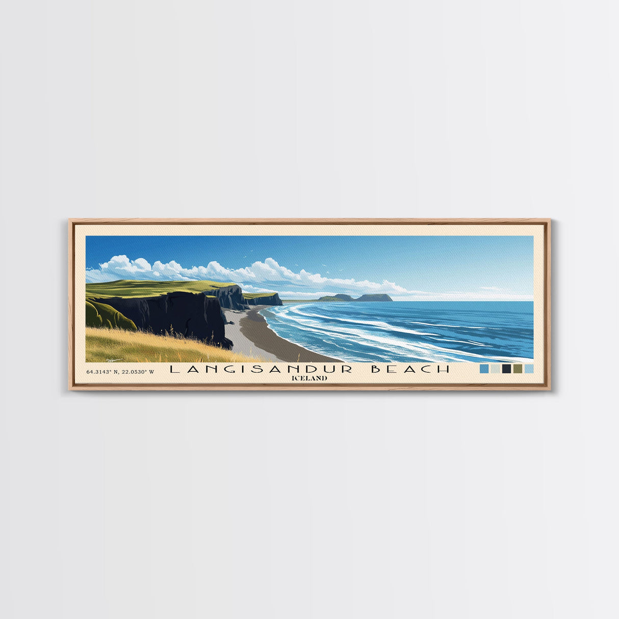 Langisandur Beach, Iceland Panoramic Beach Print, Vacation Gift, Iceland Wall Art, Beach Painting, Beach Decor, Beach Painting