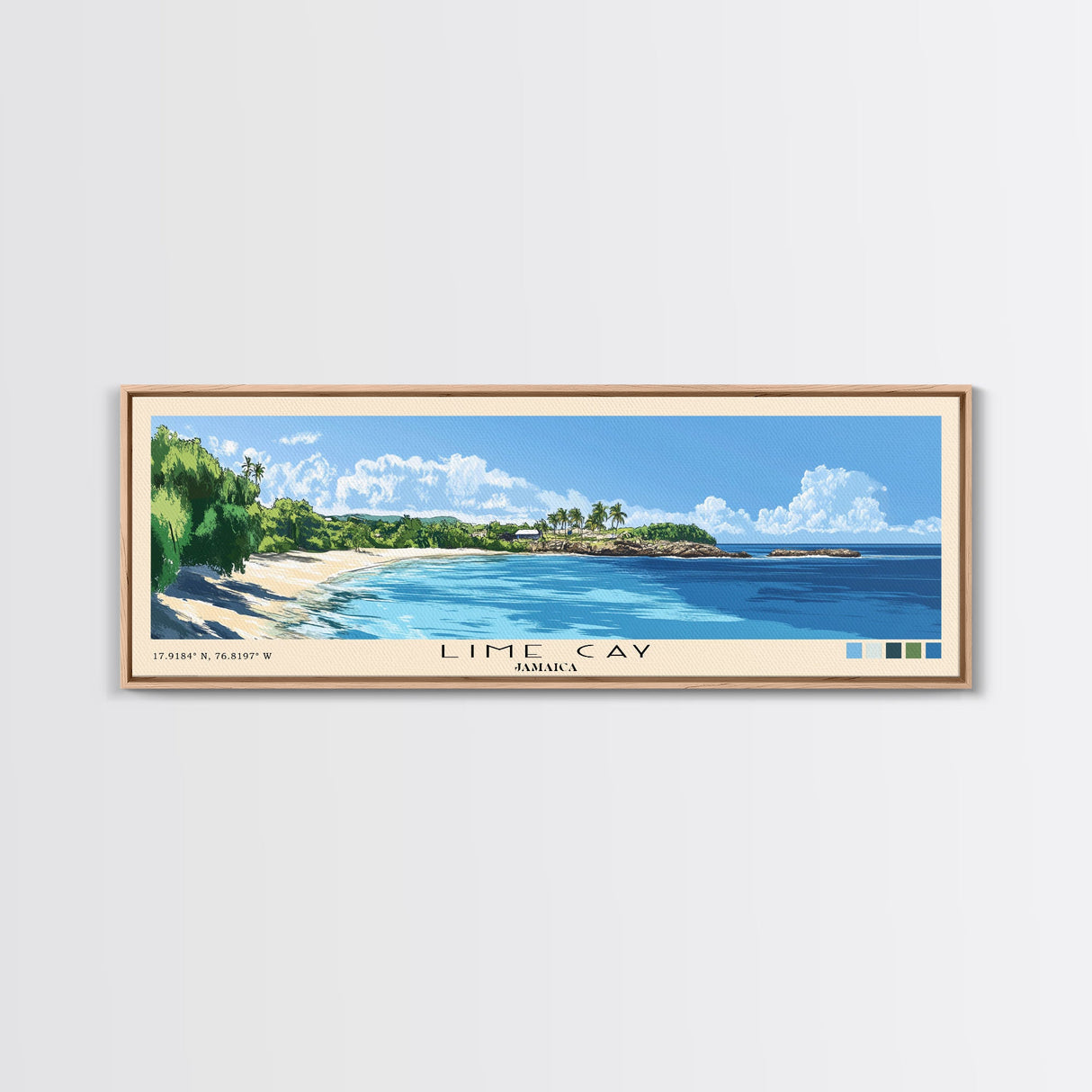 Lime Cay, Jamaica Panoramic Print, Vacation Gift, Jamaica Wall Art, Beach Painting, Beach Decor, Beach Or Lakehouse Art