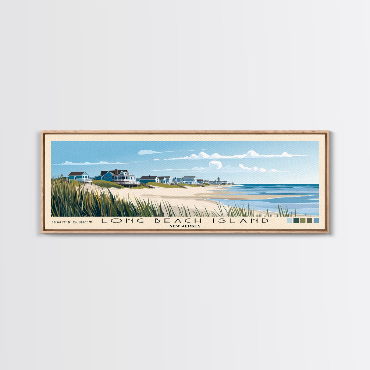 Long Beach Island, New Jersey Panoramic Print, Vacation Gift, New Jersey Wall Art, Beach Painting, Beach Decor, Beach Or Lakehouse Art