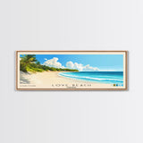 Love Beach, Bahamas Panoramic Print, Vacation Gift, Bahamas Wall Art, Beach Painting, Beach Decor, Large Wall Art, Wood Frame Art