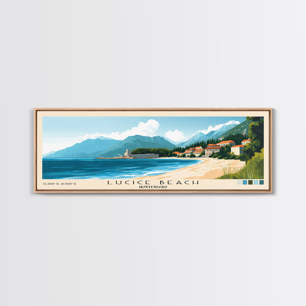 Lucice Beach, Montenegro Panoramic Print, Vacation Gift, Montenegro Wall Art, Vacation Wall Art, Vacatation Memories, Beach Decor, Beach Or Lakehouse Art