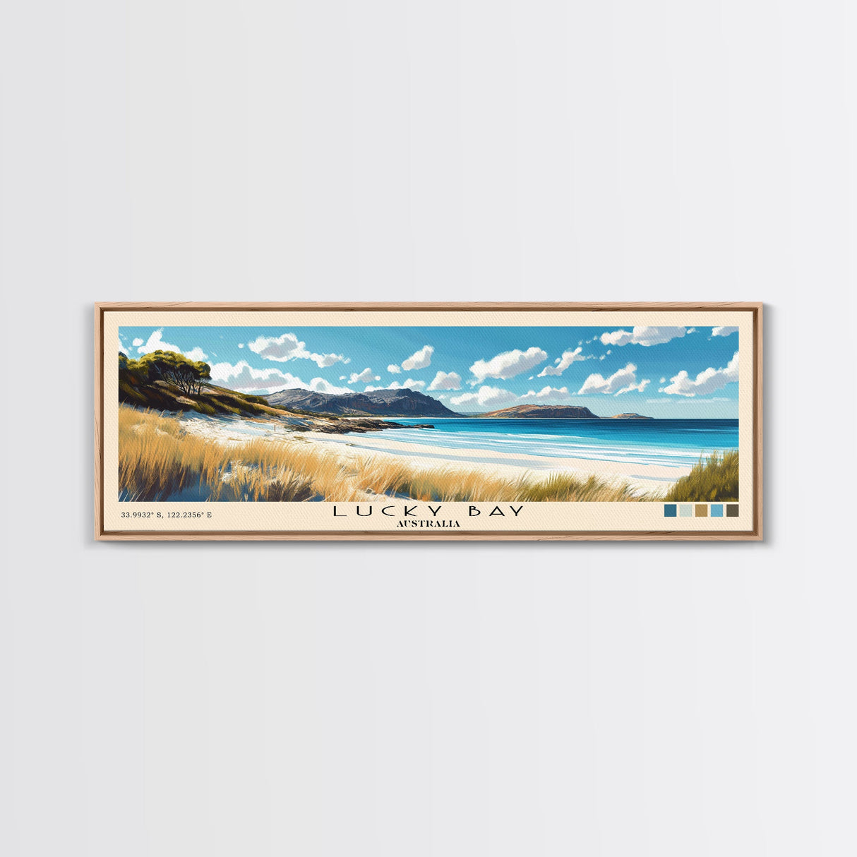 Lucky Bay, Australia Panoramic Print, Vacation Gift, Australia Wall Art, Beach Painting, Beach Decor, Beach Or Lakehouse Art