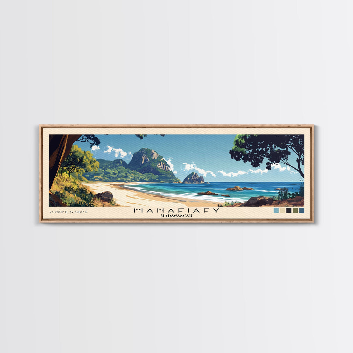 Manafiafy, Madagascar Panoramic Print, Vacation Gift, Madagascar Wall Art, Beach Painting, Beach Decor, Large Wall Art, Wood Frame Art