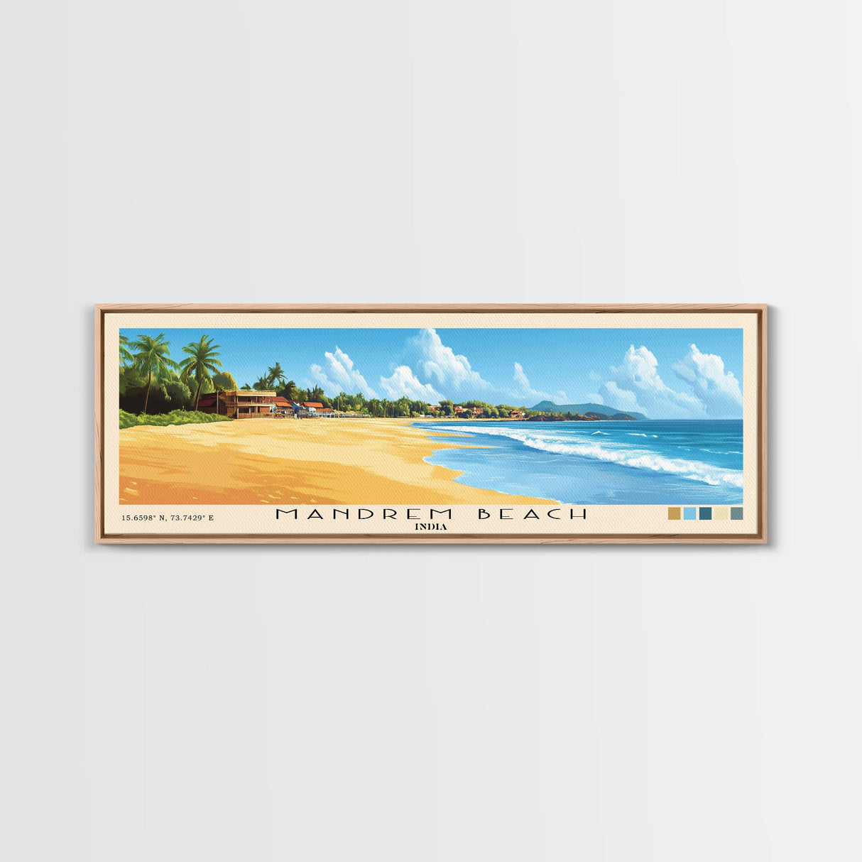 Mandrem Beach, India Panoramic Print, Vacation Gift, India Wall Art, Vacation Wall Art, Vacatation Memories, Beach Decor, Beach Or Lakehouse Art