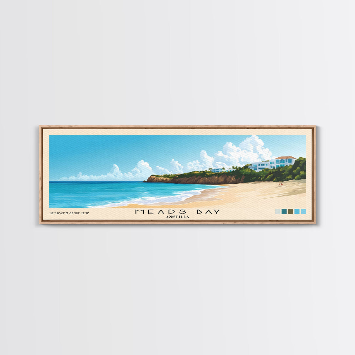 Meads Bay, Anguilla Panoramic Beach Print, Vacation Gift, Anguilla Wall Art, Beach Painting, Beach Decor, Beach Painting