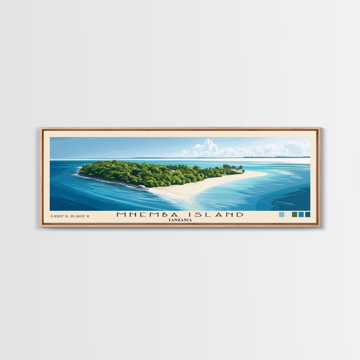 Mnemba Island, Tanzania Panoramic Beach Print, Vacation Gift, Tanzania Wall Art, Beach Painting, Beach Decor, Beach Painting